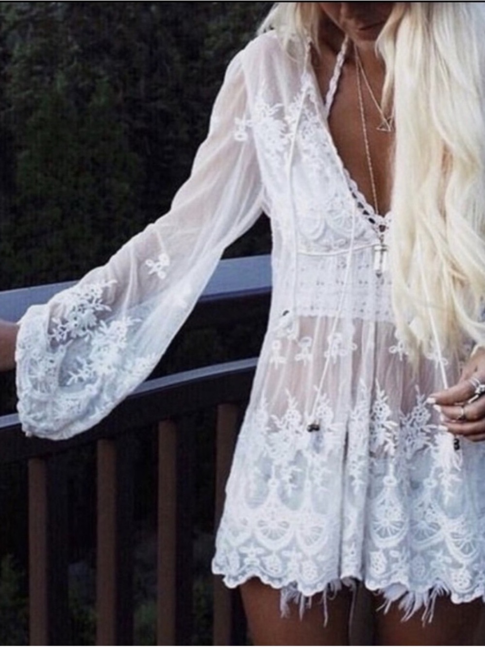 Spell Ophelia White Sheer Embroidered Boho Blouse XS - Picture 5 of 5